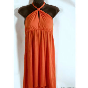 MCM juniors stretch knit ORANGE short Halter Dress